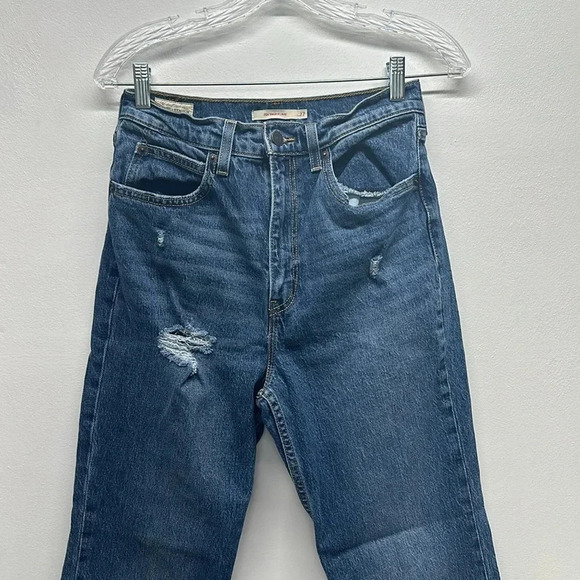 Levis Denim Jeans 70s High Rise Flare Leg Distressed Blue 31" Women's Size 27 - Picture 2 of 9